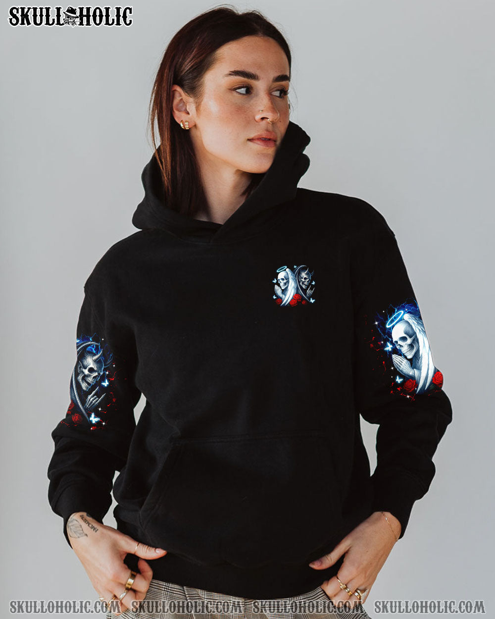 DON'T TRY TO FIGURE ME OUT SKULL ANGEL DVIL ALL OVER PRINT  -  TLTR1704253