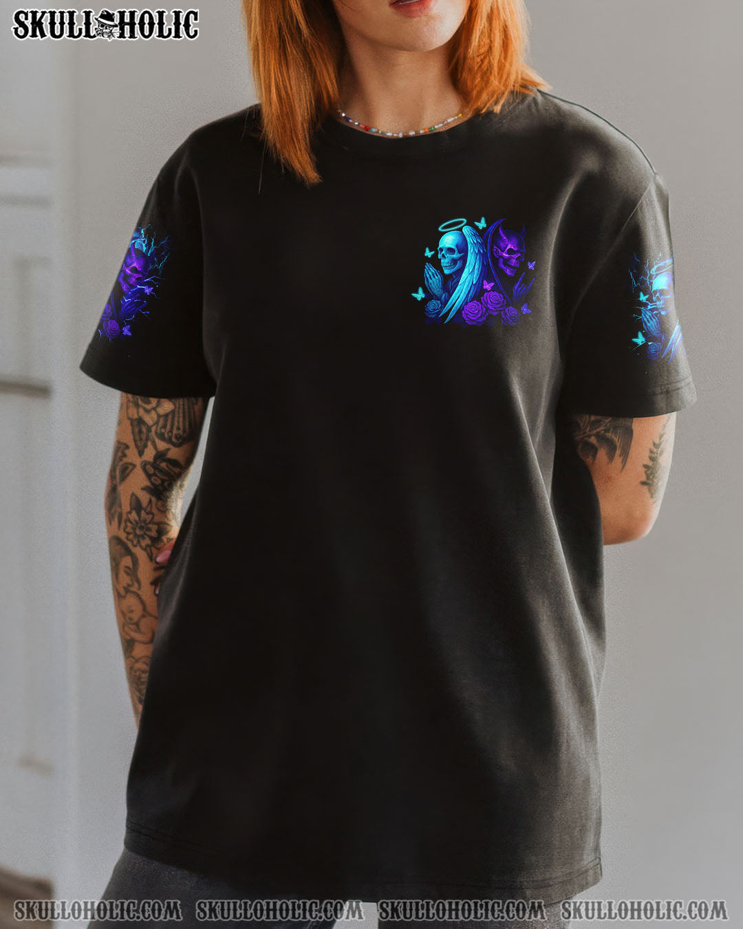 DON'T TRY TO FIGURE ME OUT SKULL ANGEL DVIL ALL OVER PRINT  -  TLTR1904251