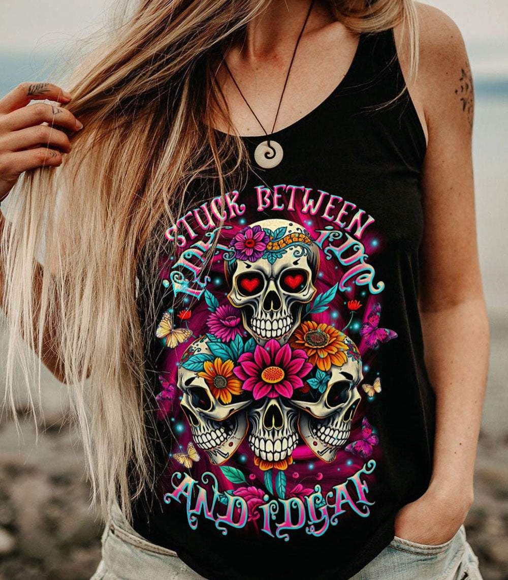 STUCK BETWEEN IDK IDC AND IDGAF SKULL ALL OVER PRINT - TLTR2103251