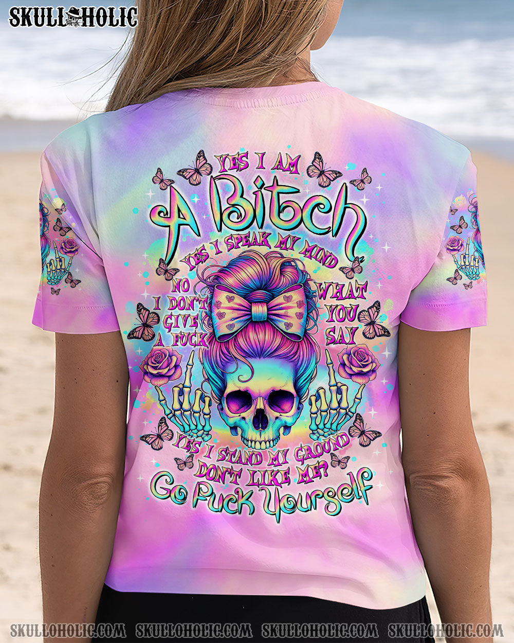 YES I AM A B YES I SPEAK MY MIND SKULL MESSY BUN ALL OVER PRINT - TLTR2403253