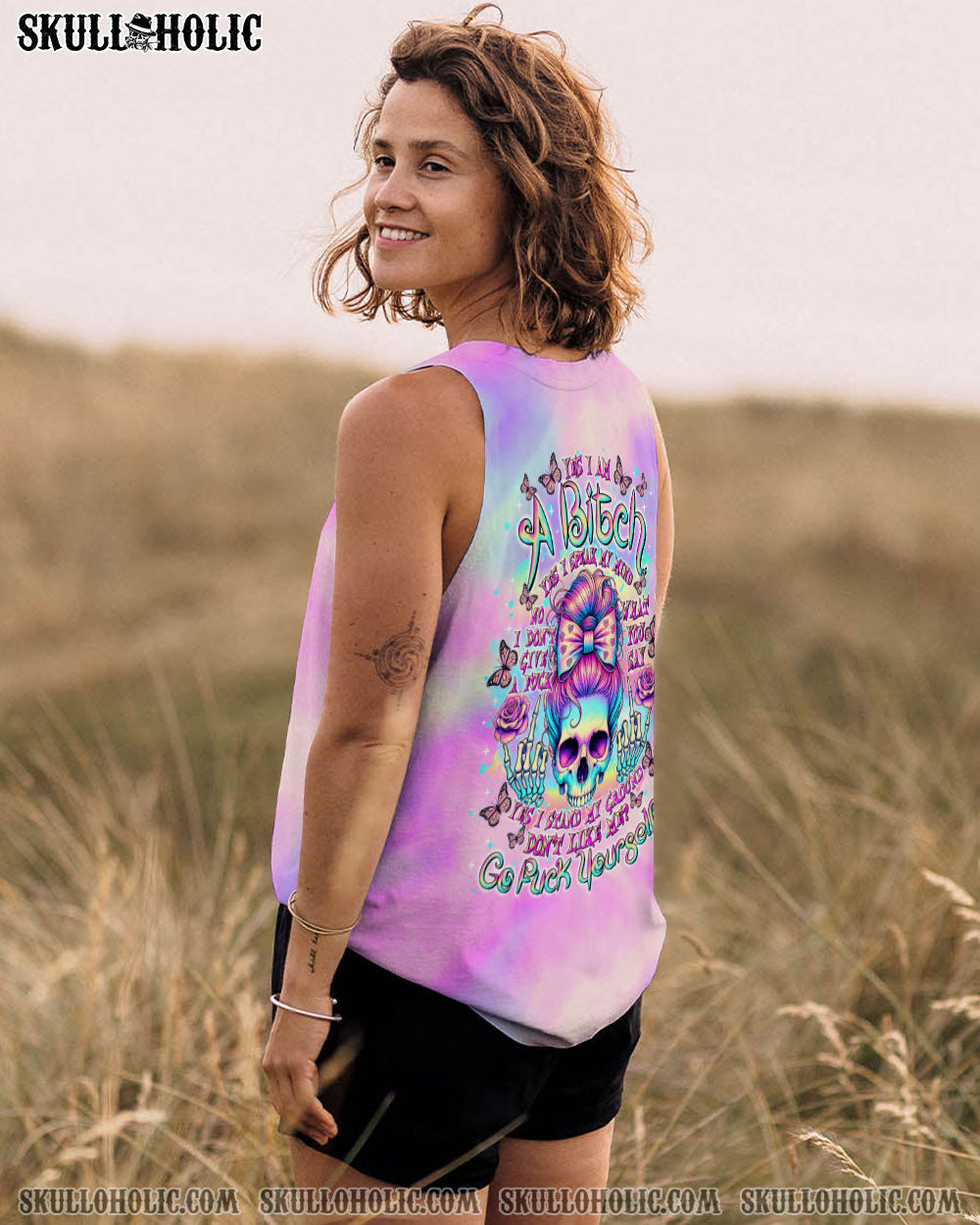 YES I AM A B YES I SPEAK MY MIND SKULL MESSY BUN ALL OVER PRINT - TLTR2403253