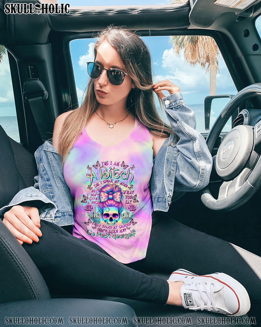 YES I AM A B YES I SPEAK MY MIND SKULL MESSY BUN ALL OVER PRINT - TLTR2403253