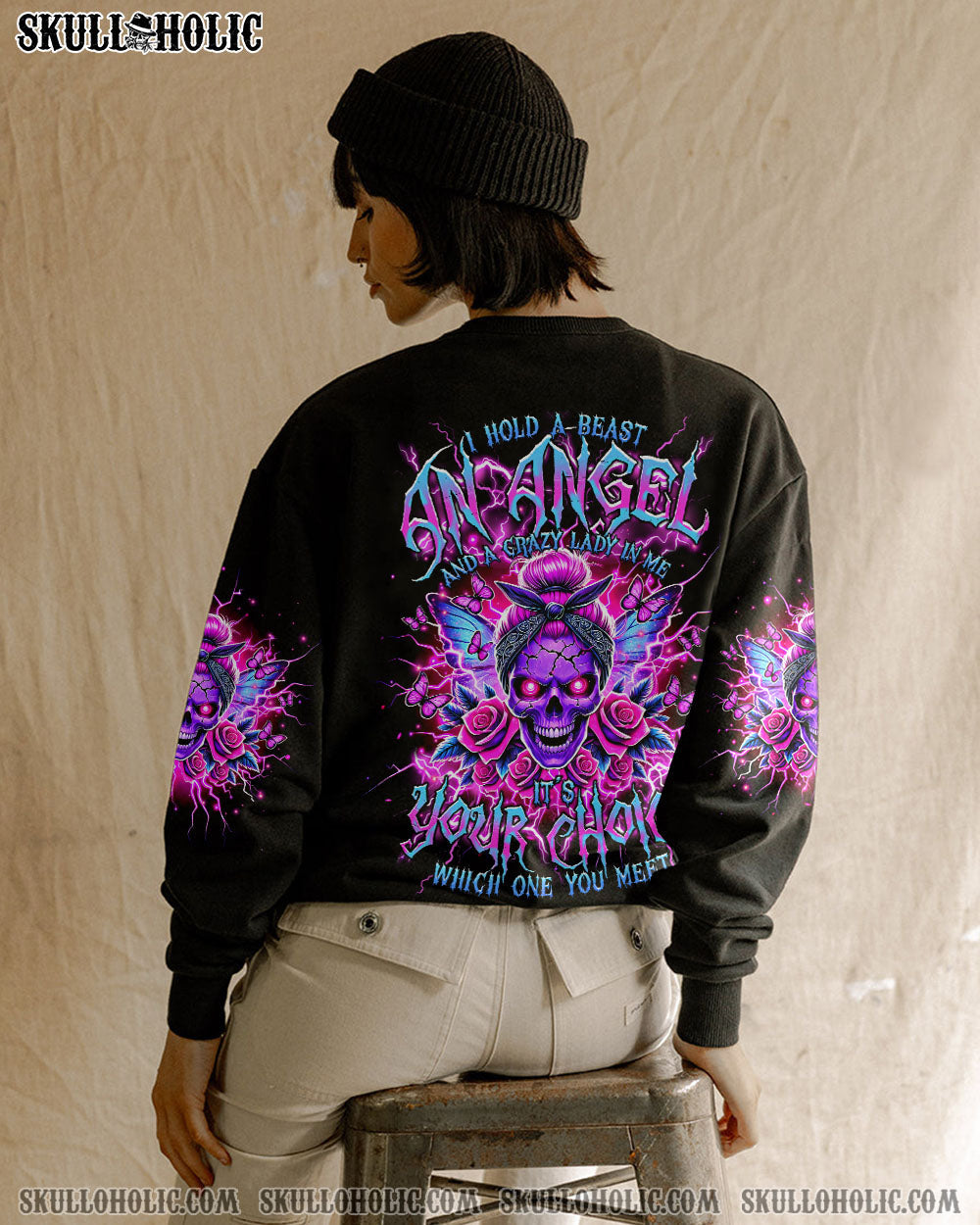 I HOLD A BEAST AN ANGEL MESSY BUN ALL OVER PRINT - TLTR2503251