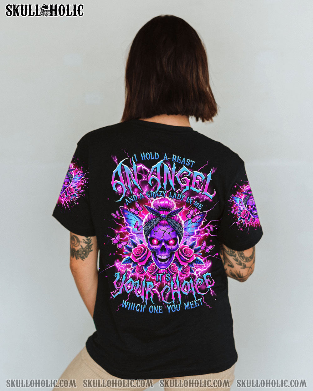 I HOLD A BEAST AN ANGEL MESSY BUN ALL OVER PRINT - TLTR2503251