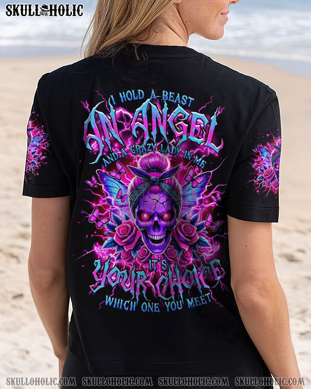I HOLD A BEAST AN ANGEL MESSY BUN ALL OVER PRINT - TLTR2503251