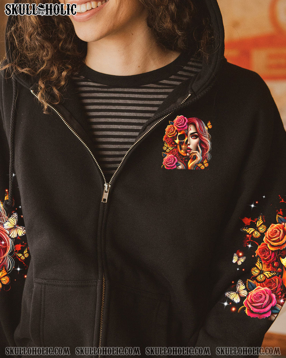 BEHIND EVERY BAD B MESSY BUN SKULL ALL OVER PRINT - TLTR2503254