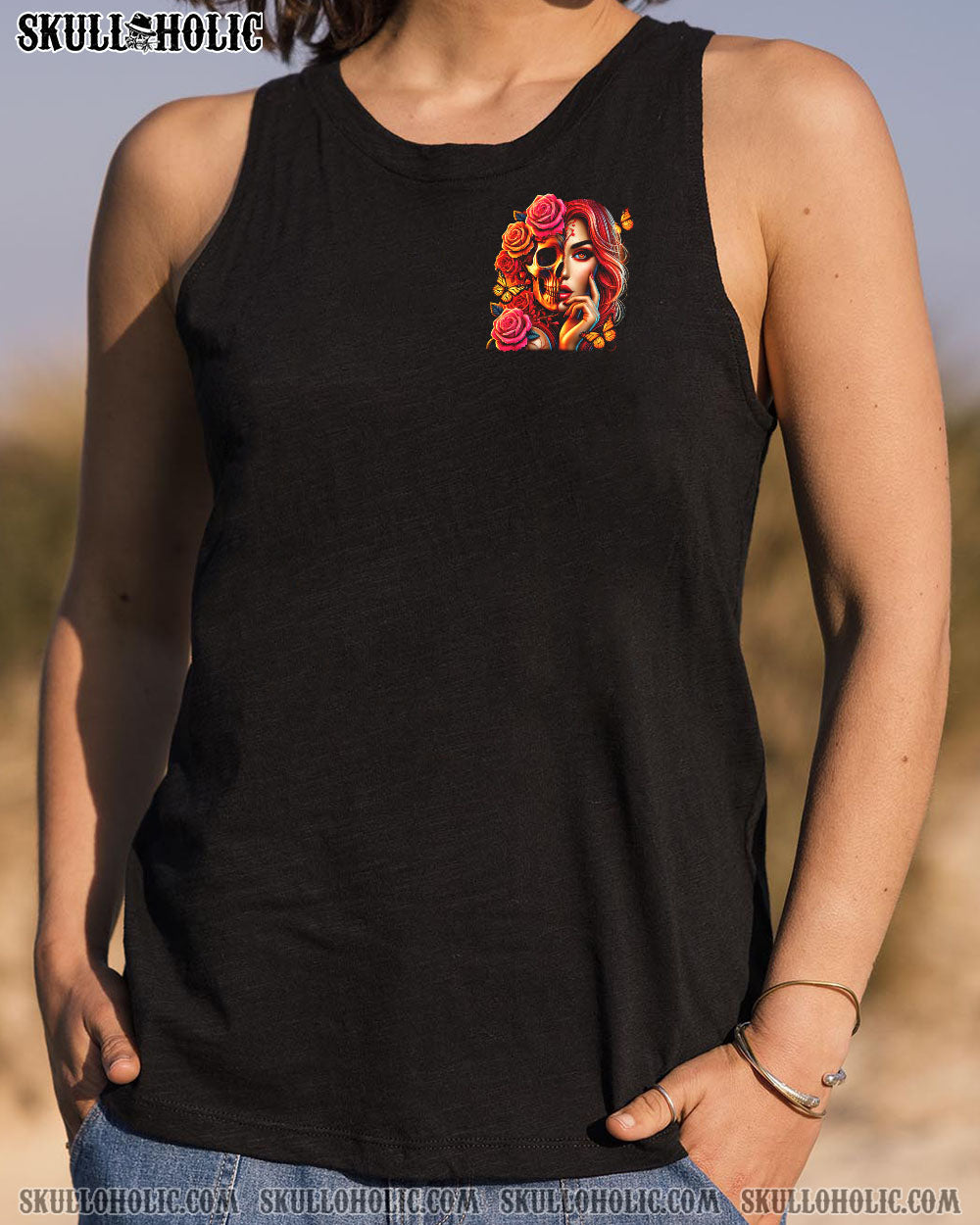 BEHIND EVERY BAD B MESSY BUN SKULL ALL OVER PRINT - TLTR2503254