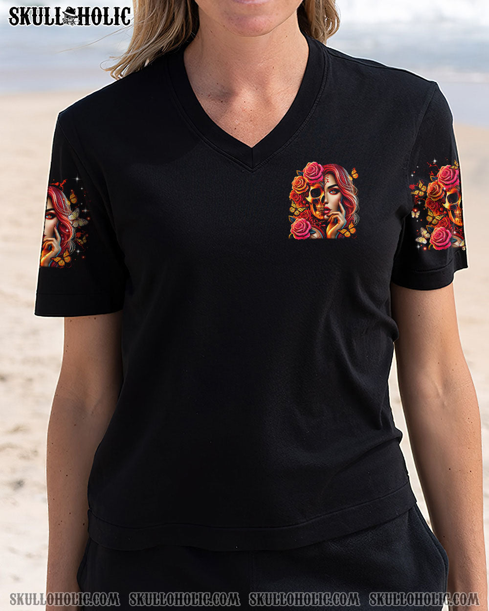 BEHIND EVERY BAD B MESSY BUN SKULL ALL OVER PRINT - TLTR2503254