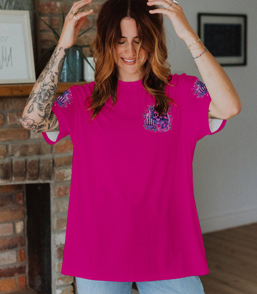 I DON'T CARE WHAT YOU THINK OF ME SKULL MESSY BUN ALL OVER PRINT - TLTR2702251