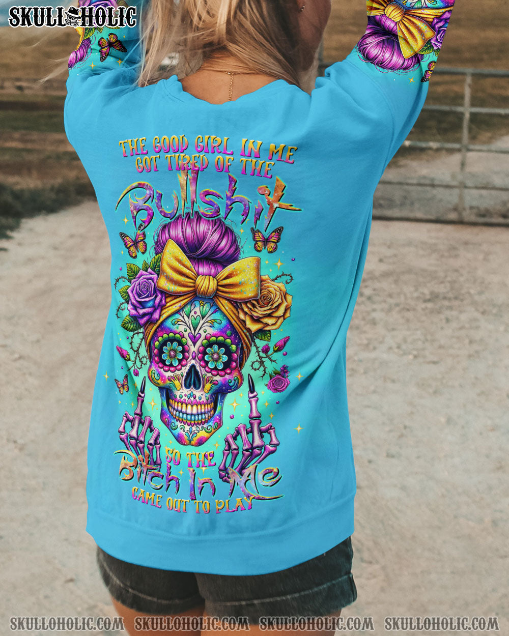 THE GOOD GIRL IN ME SUGAR SKULL ROSE ALL OVER PRINT - TLTR2911235