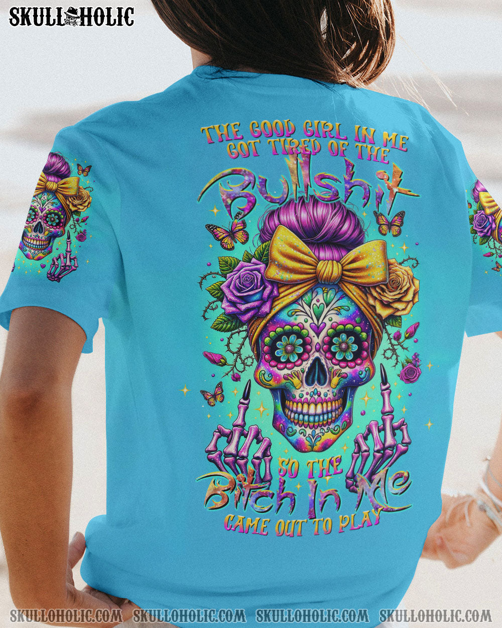 THE GOOD GIRL IN ME SUGAR SKULL ROSE ALL OVER PRINT - TLTR2911235
