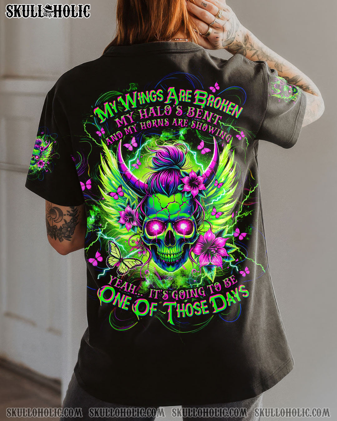 IT'S GOING TO BE ONE OF THOSE DAYS MESSY BUN SKULL ALL OVER PRINT  - TLTW0104253