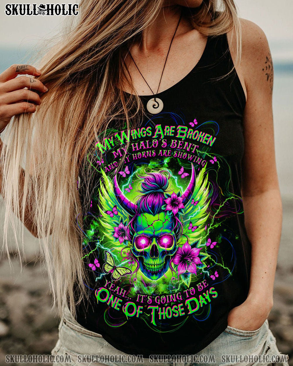 IT'S GOING TO BE ONE OF THOSE DAYS MESSY BUN SKULL ALL OVER PRINT  - TLTW0104253