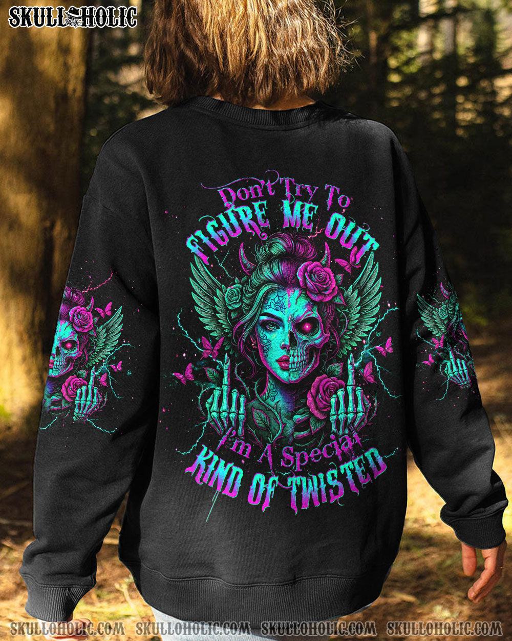 DON'T TRY TO FIGURE ME OUT SKULL HALF FACE ALL OVER PRINT - TLTW0204252