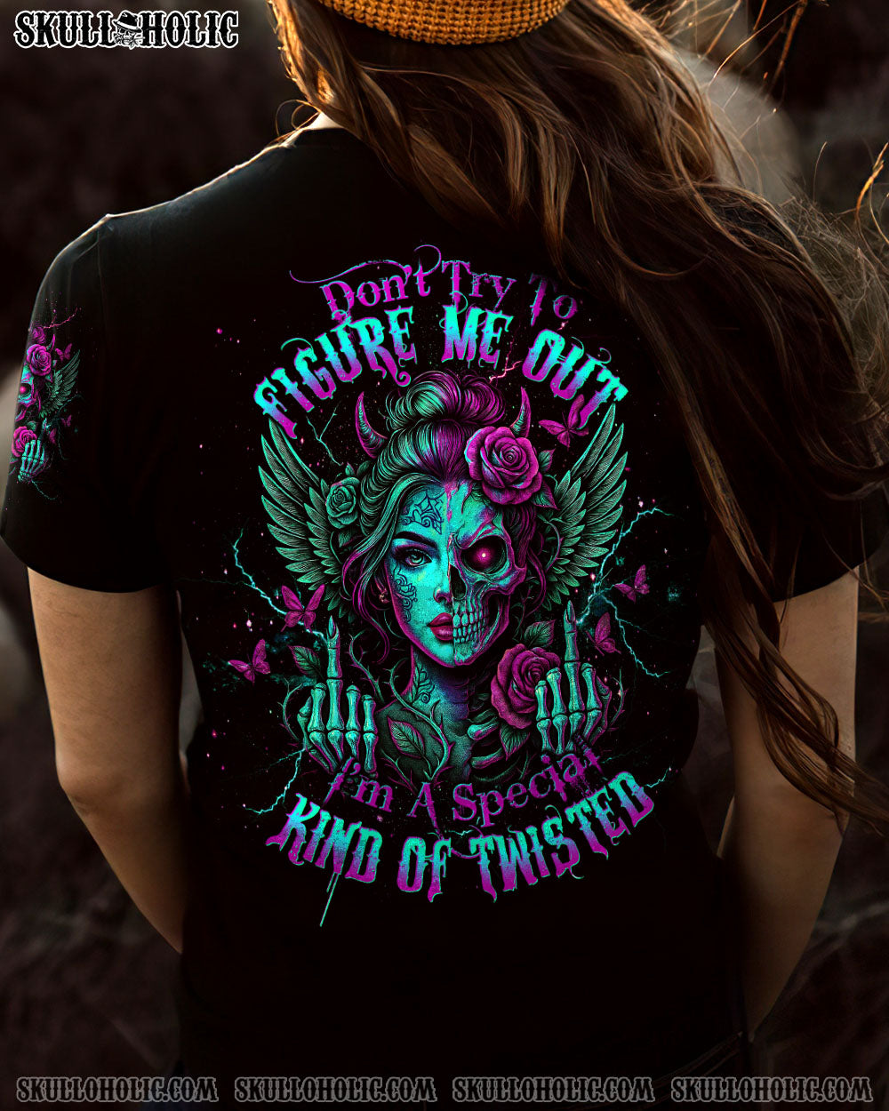 DON'T TRY TO FIGURE ME OUT SKULL HALF FACE ALL OVER PRINT - TLTW0204252