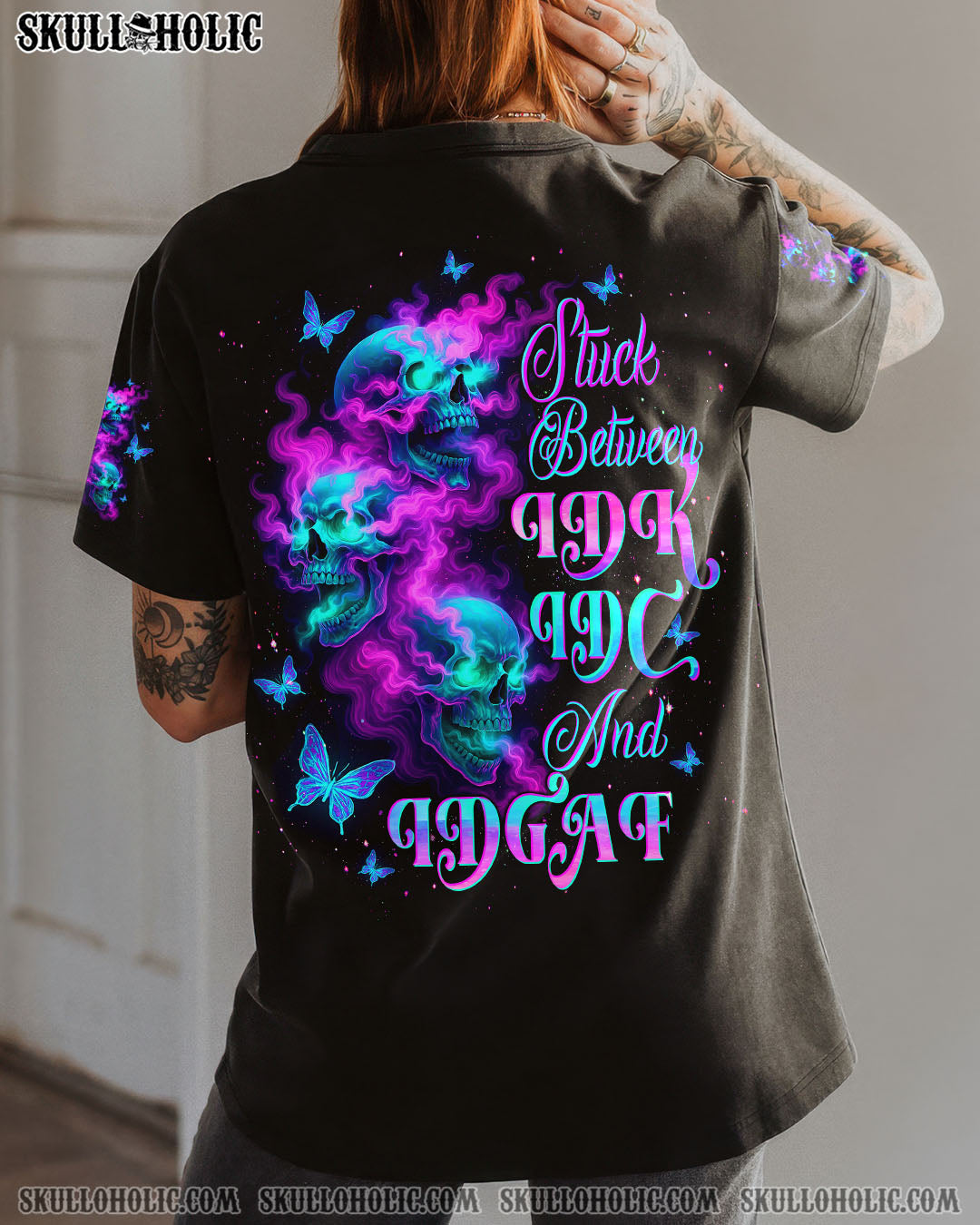 STUCK BETWEEN IDK IDC AND IDGAF SKULL ALL OVER PRINT - TLTW0304252