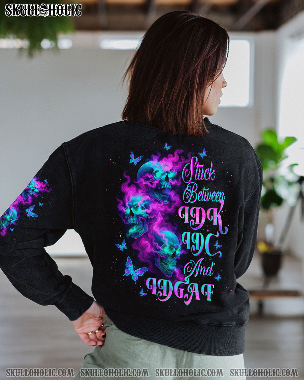 STUCK BETWEEN IDK IDC AND IDGAF SKULL ALL OVER PRINT - TLTW0304252
