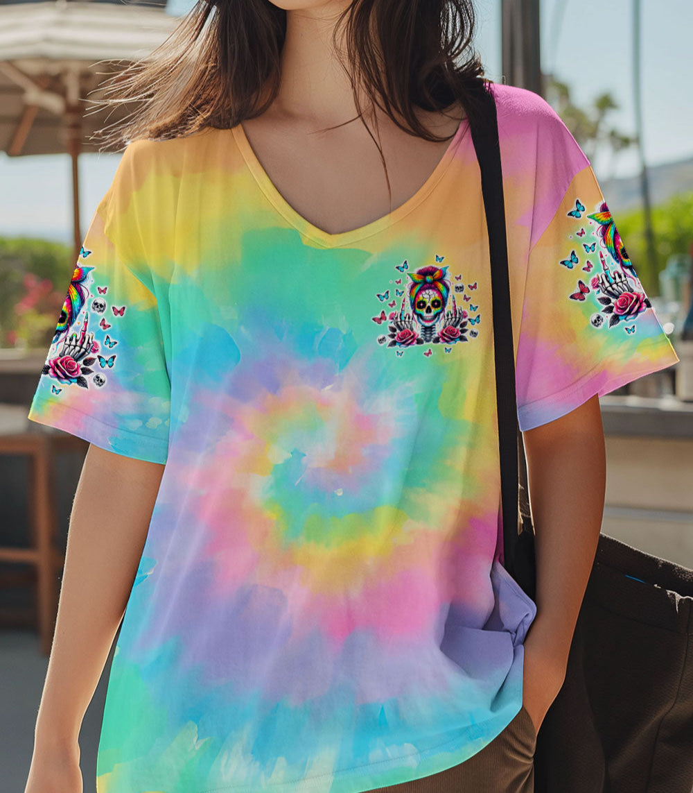 THE GOOD GIRL IN ME GOT TIRED SKULL MESSY BUN TIE DYE ALL OVER PRINT  - TLTW0403251