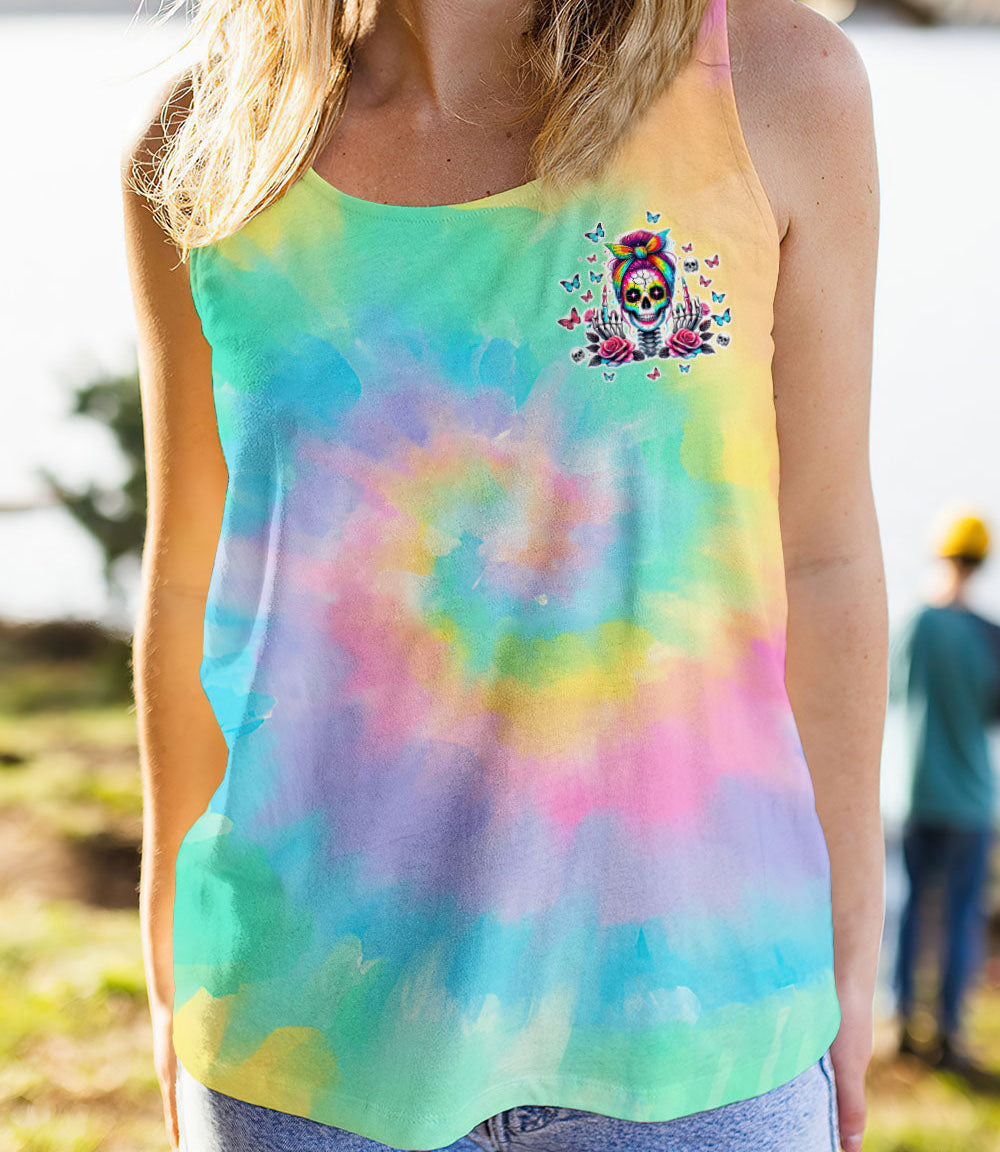 THE GOOD GIRL IN ME GOT TIRED SKULL MESSY BUN TIE DYE ALL OVER PRINT  - TLTW0403251