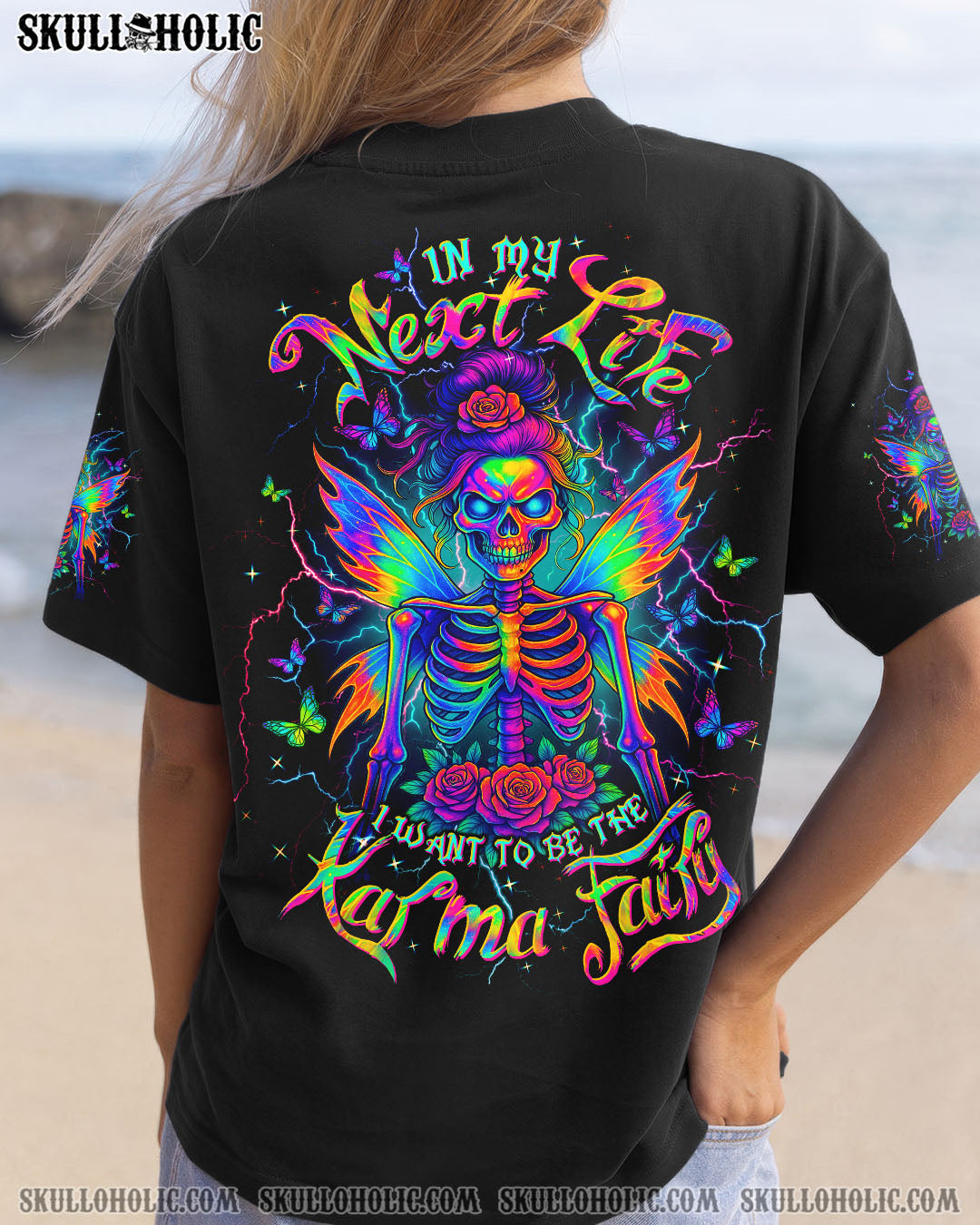 KARMA FAIRY SKULL MESSY BUN SKELETON ALL OVER PRINT - TLTW0905252