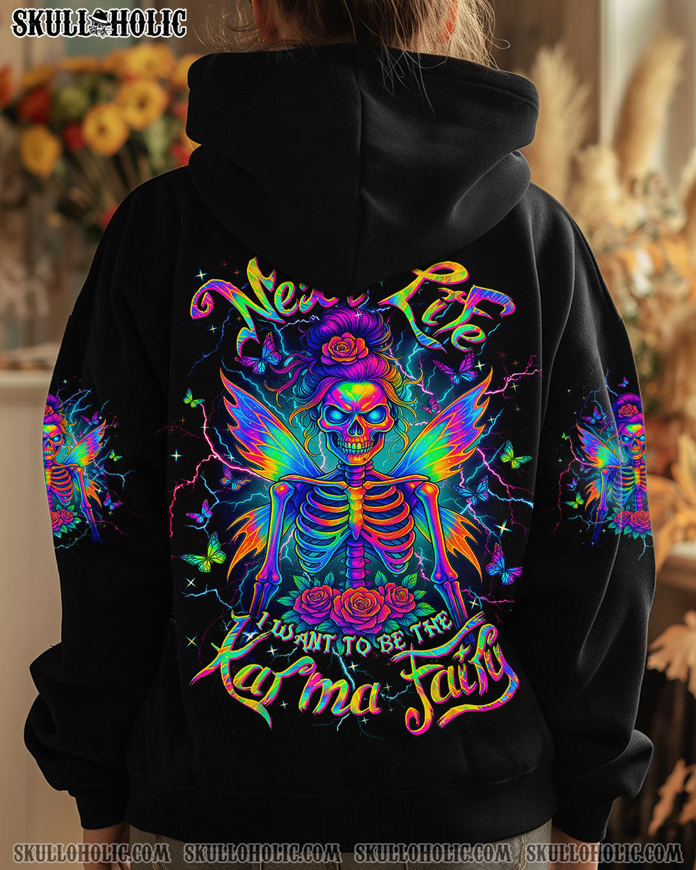 KARMA FAIRY SKULL MESSY BUN SKELETON ALL OVER PRINT - TLTW0905252