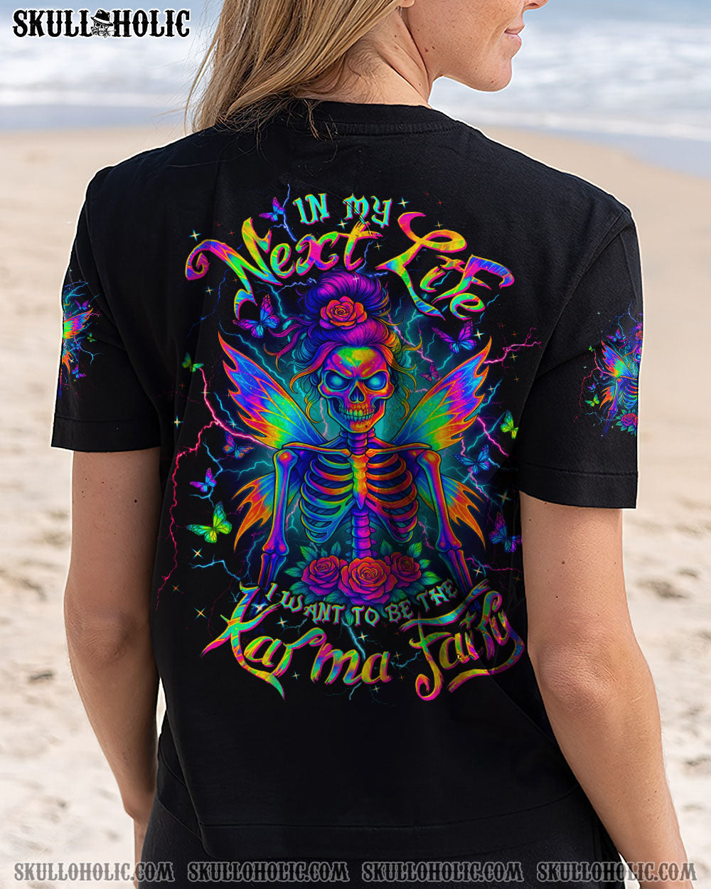KARMA FAIRY SKULL MESSY BUN SKELETON ALL OVER PRINT - TLTW0905252