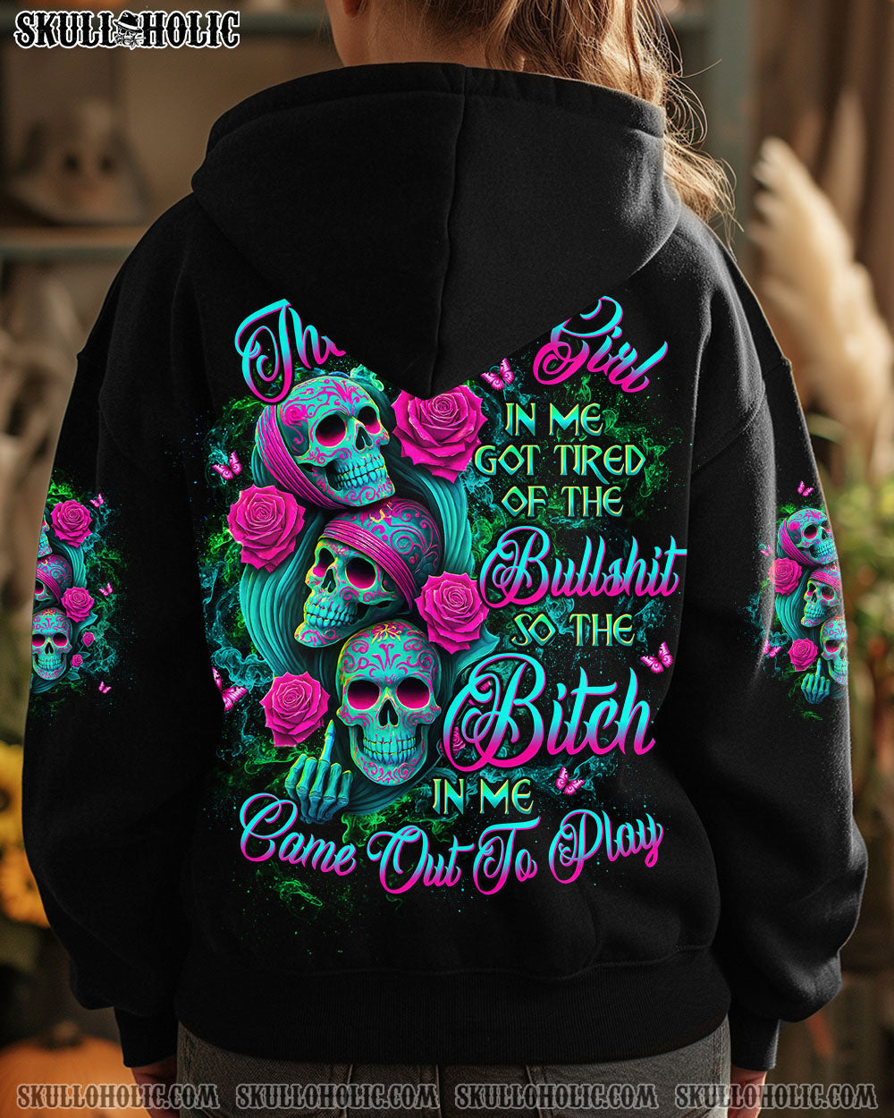 THE GOOD GIRL IN ME GOT TIRED SKULL ROSE ALL OVER PRINT - TLTW1004252