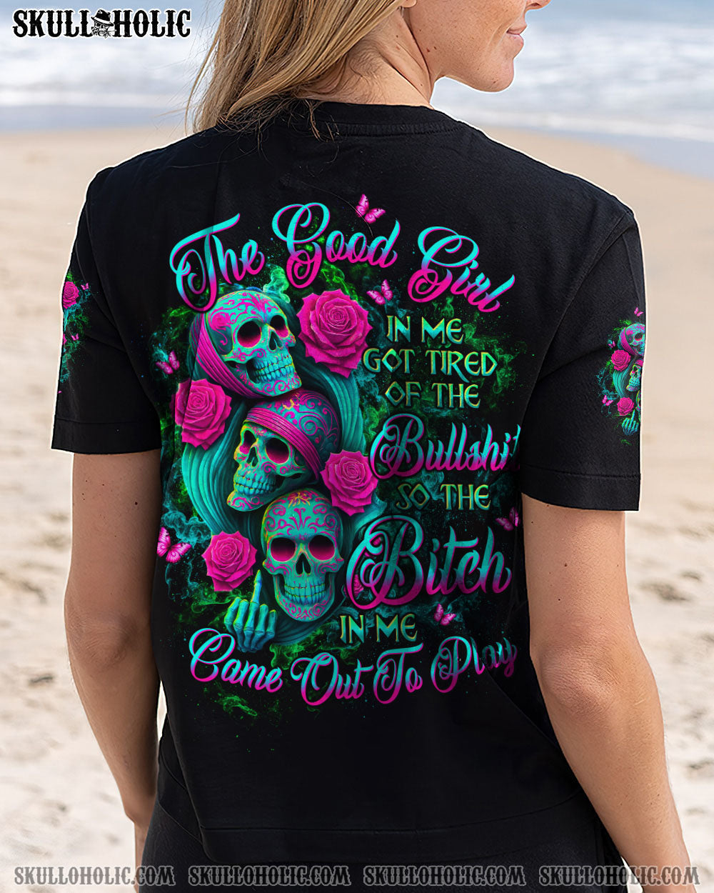 THE GOOD GIRL IN ME GOT TIRED SKULL ROSE ALL OVER PRINT - TLTW1004252