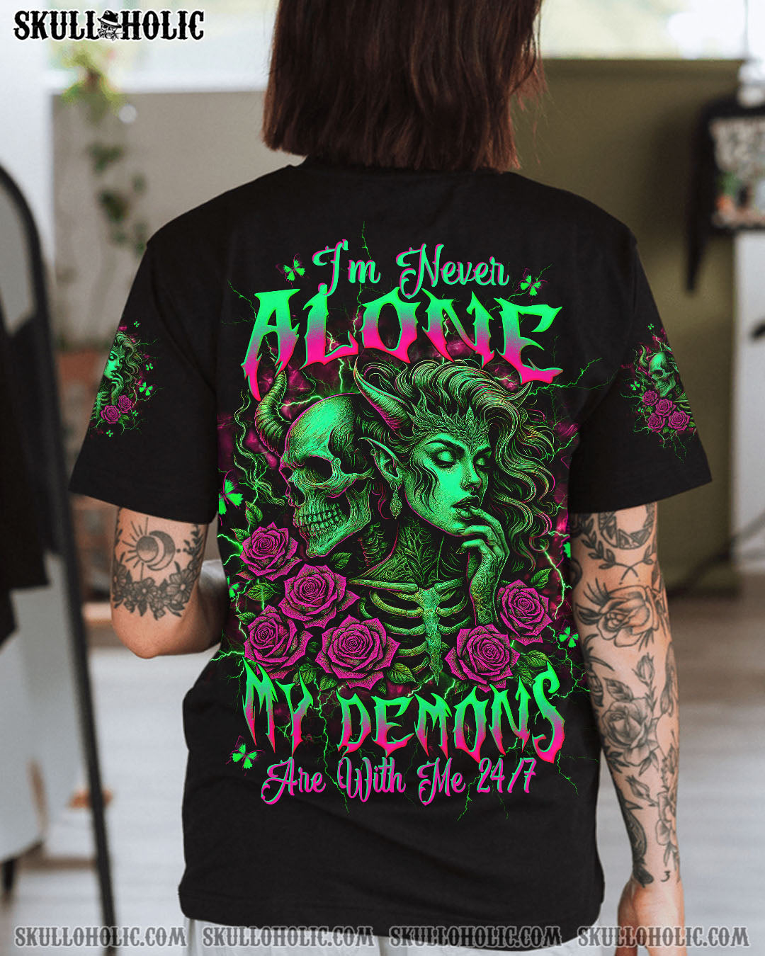I'M NEVER ALONE SKULL DEMON LADY ALL OVER PRINT - TLTW1204251