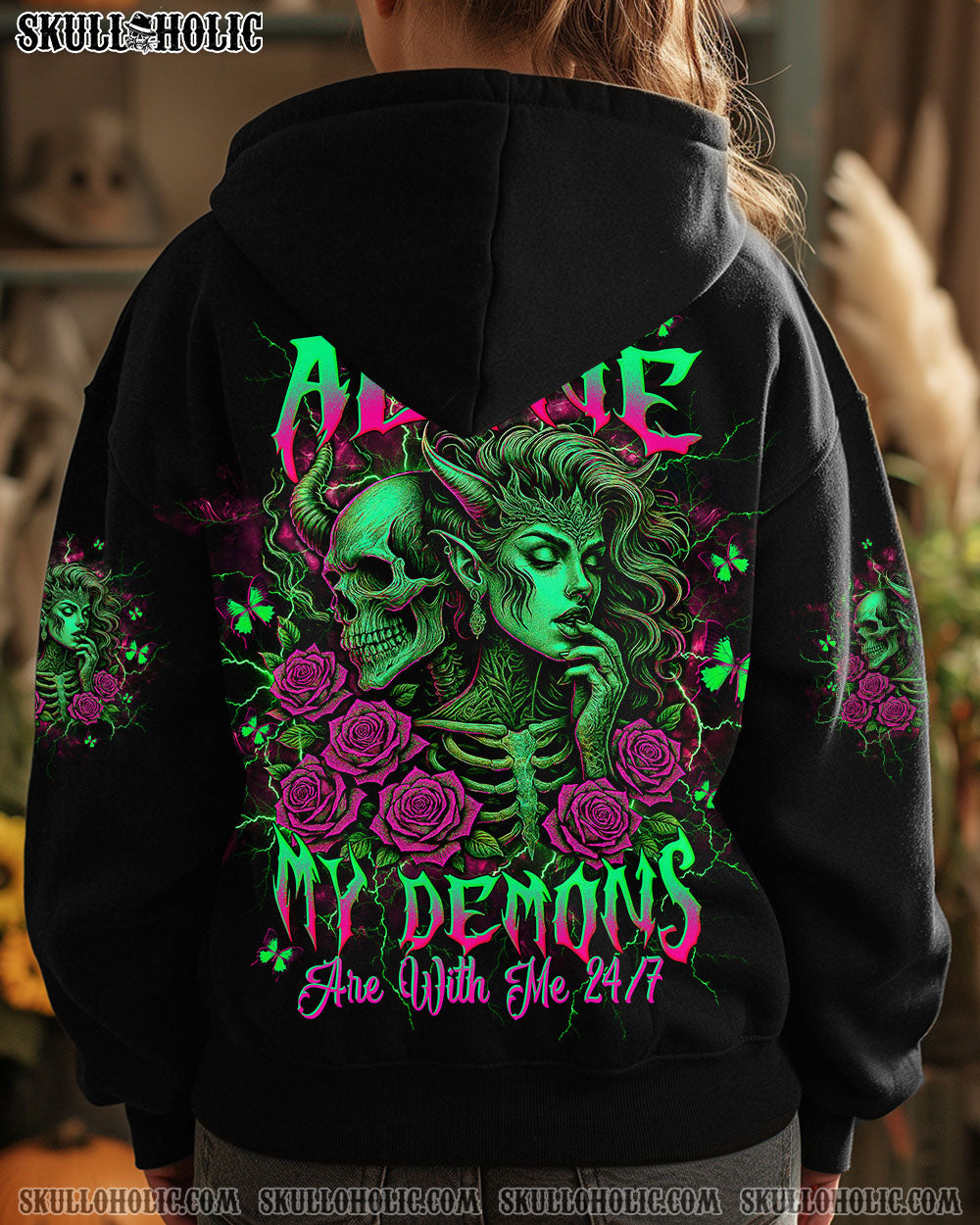 I'M NEVER ALONE SKULL DEMON LADY ALL OVER PRINT - TLTW1204251