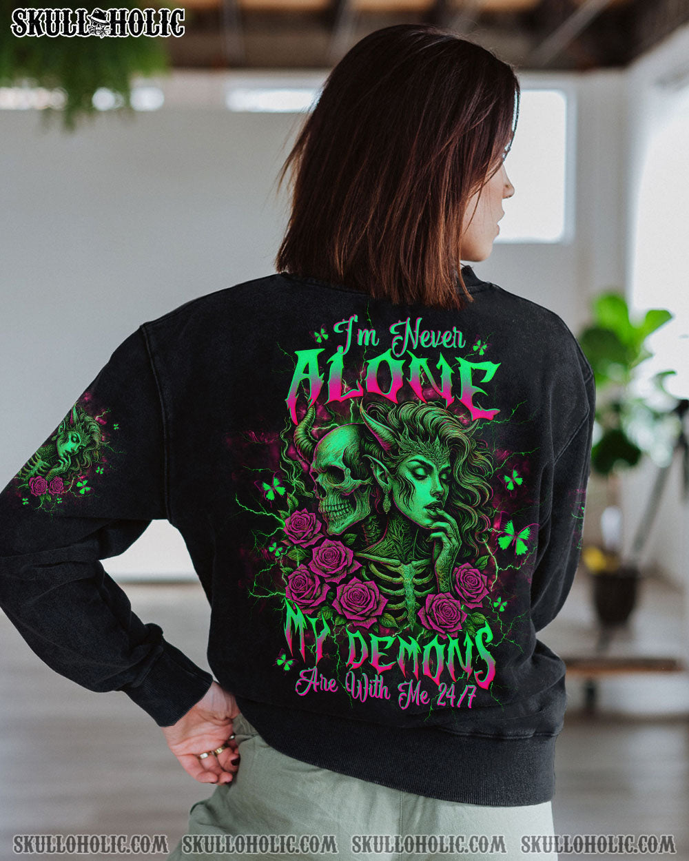 I'M NEVER ALONE SKULL DEMON LADY ALL OVER PRINT - TLTW1204251