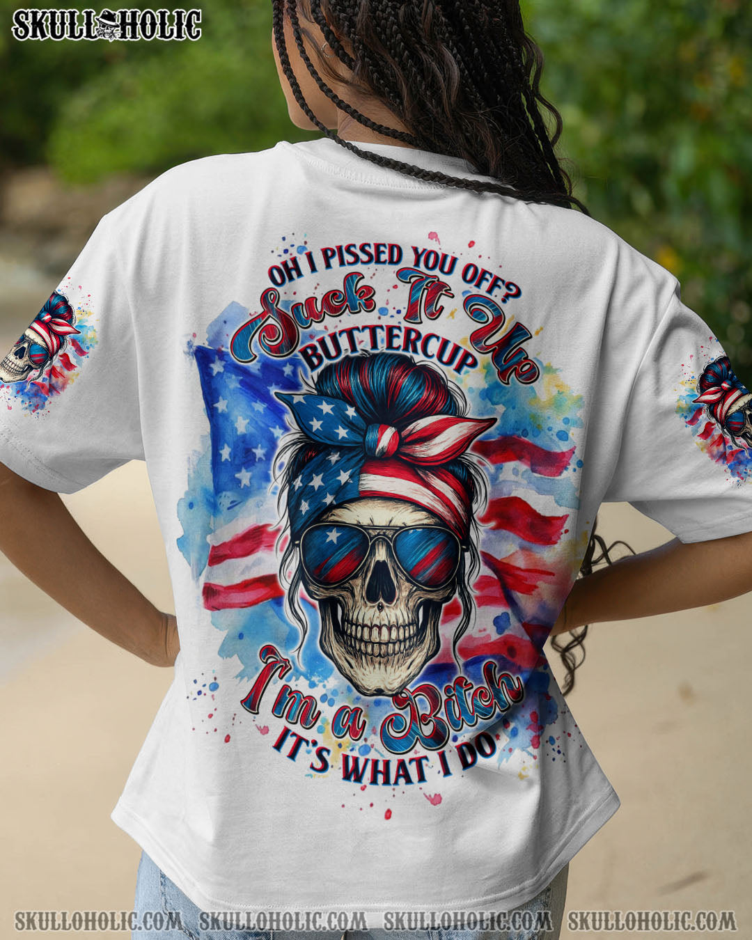 OH I PISS YOU OFF SKULL MESSY BUN ALL OVER PRINT - TLTW1704251