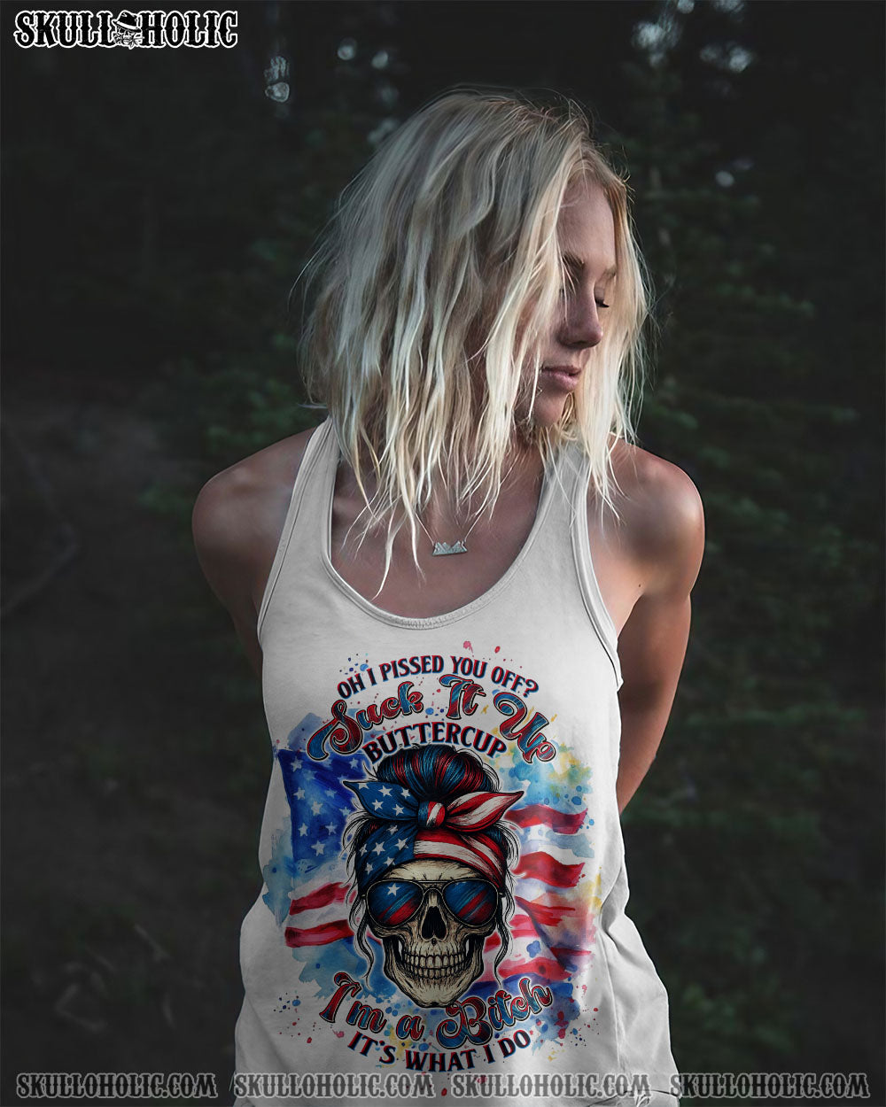 OH I PISS YOU OFF SKULL MESSY BUN ALL OVER PRINT - TLTW1704251