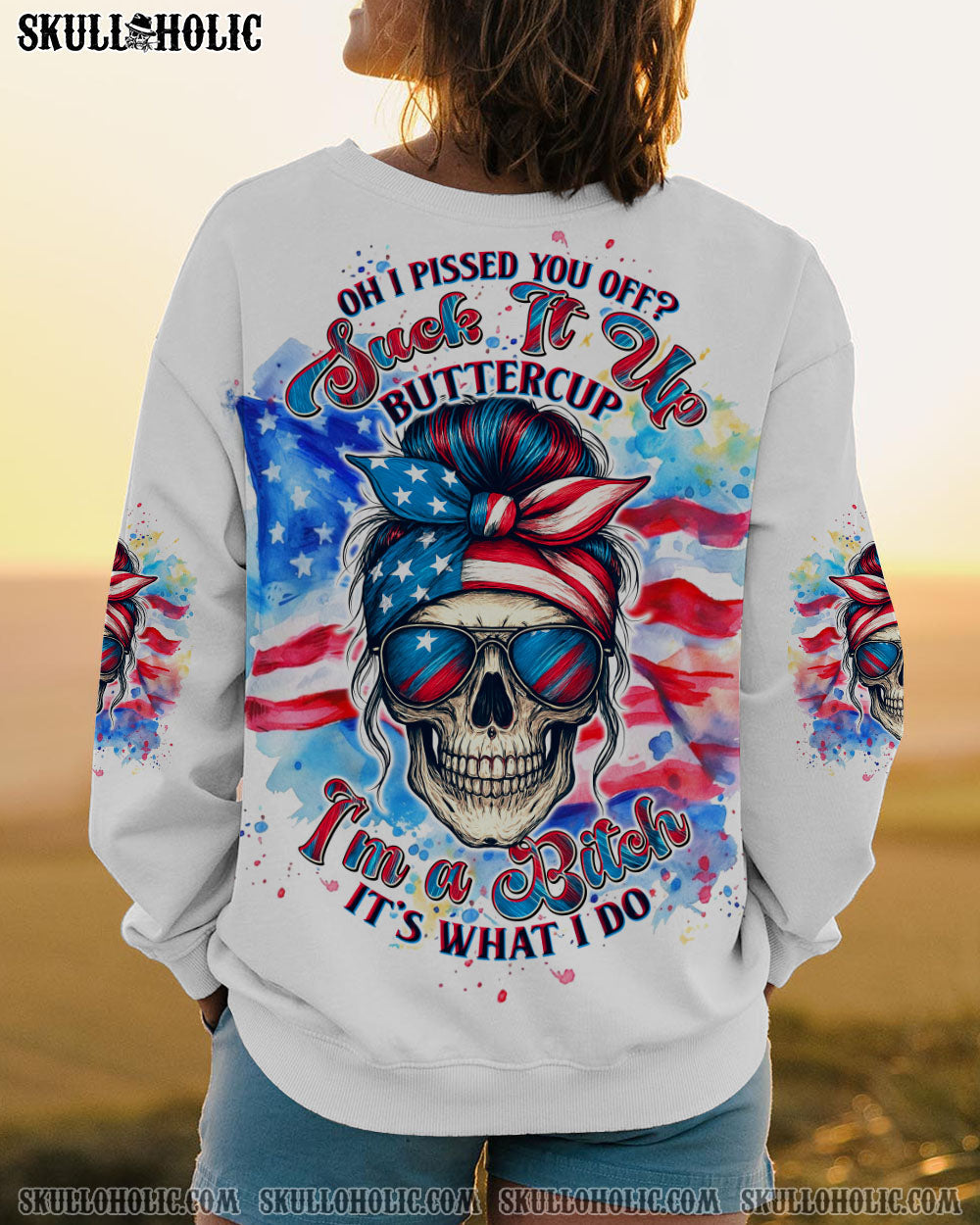 OH I PISS YOU OFF SKULL MESSY BUN ALL OVER PRINT - TLTW1704251