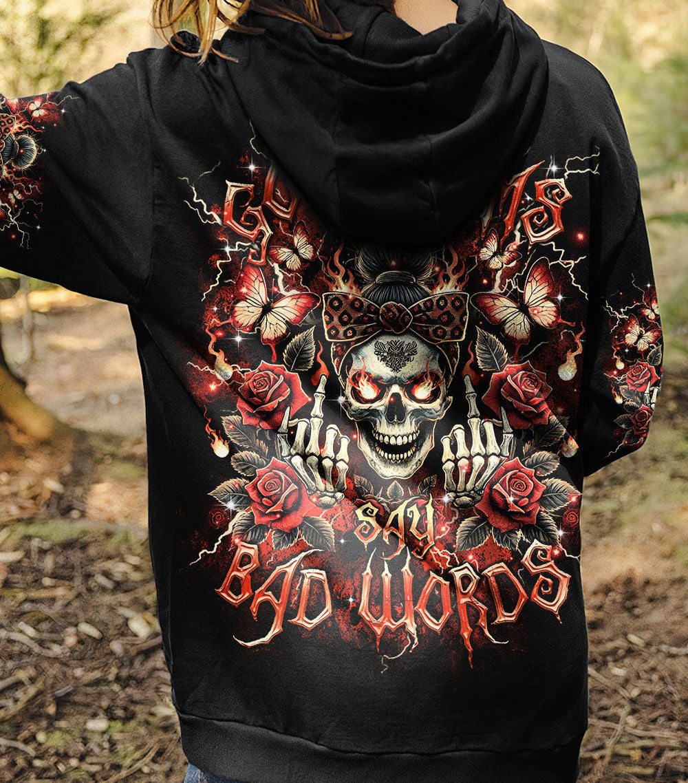 GOOD MOMS SAY BAD WORDS MESSY BUN SKULL ALL OVER PRINT - TLTR1903253