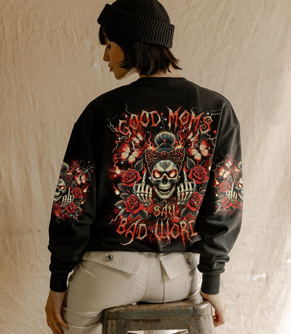 GOOD MOMS SAY BAD WORDS MESSY BUN SKULL ALL OVER PRINT - TLTR1903253