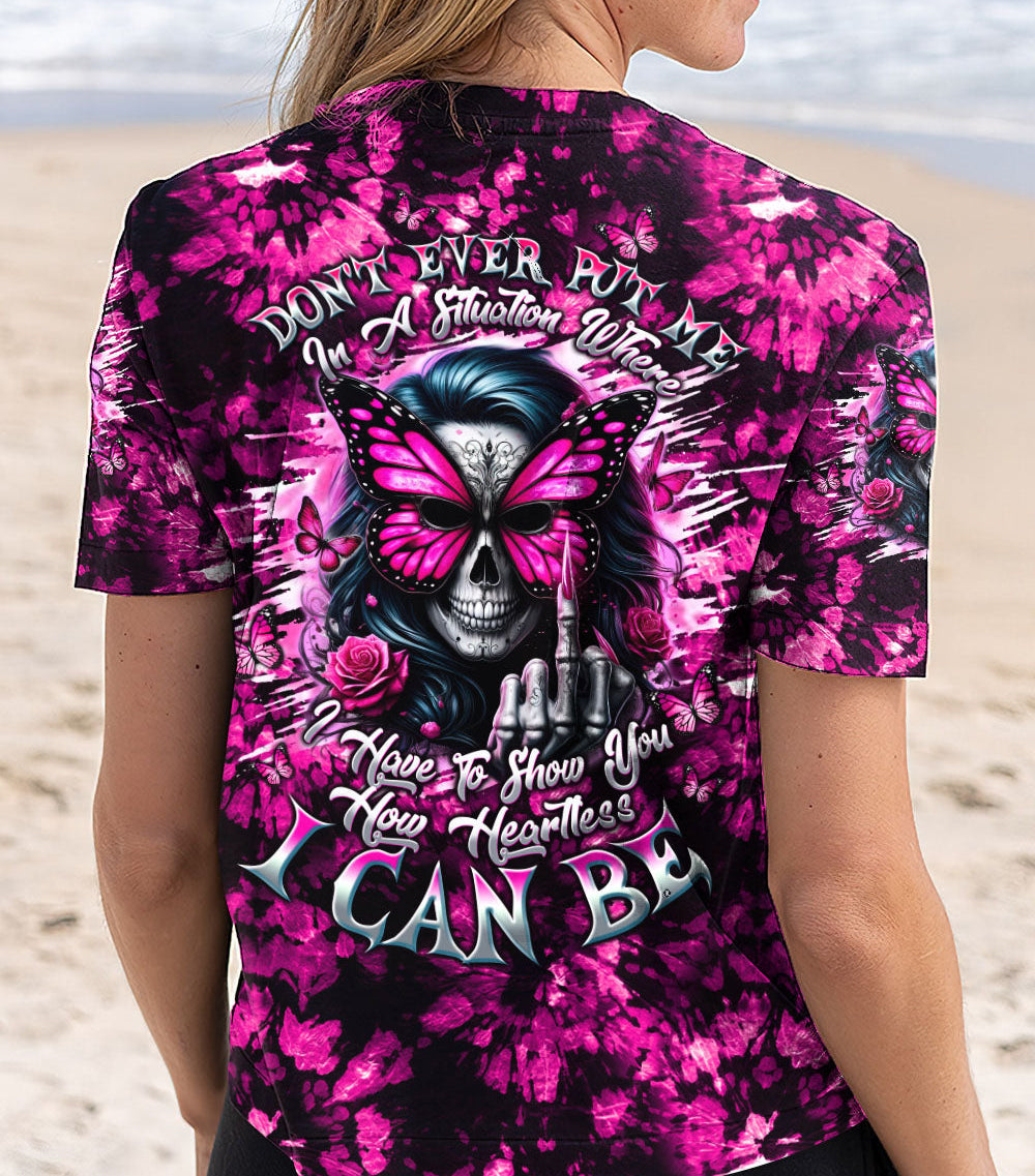 HOW HEARTLESS I CAN BE SKULL LADY TIE DYE ALL OVER PRINT - TLTW2102252