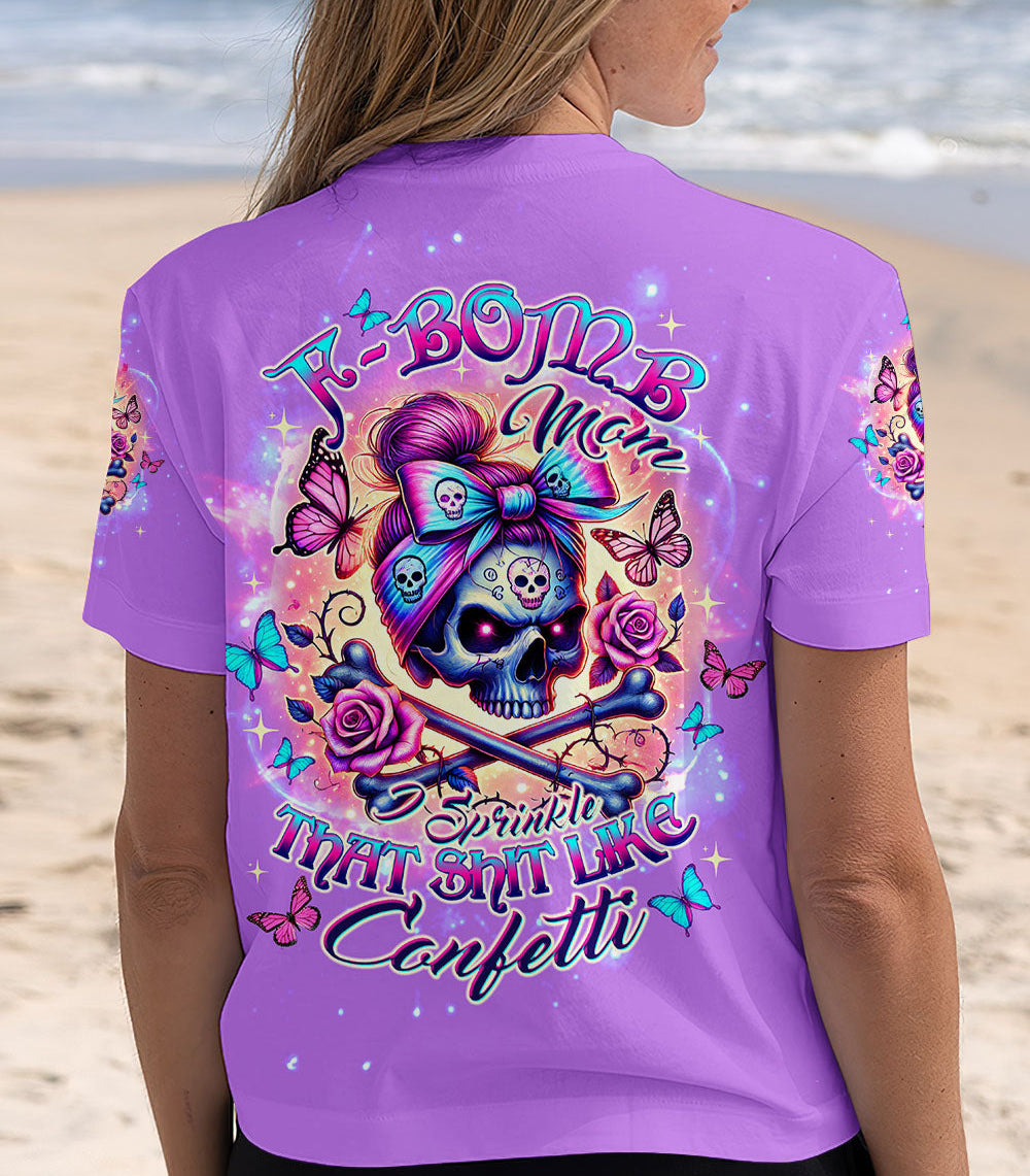 F-BOMB MOM MESSY BUN SKULL ALL OVER PRINT - TLTW2103251