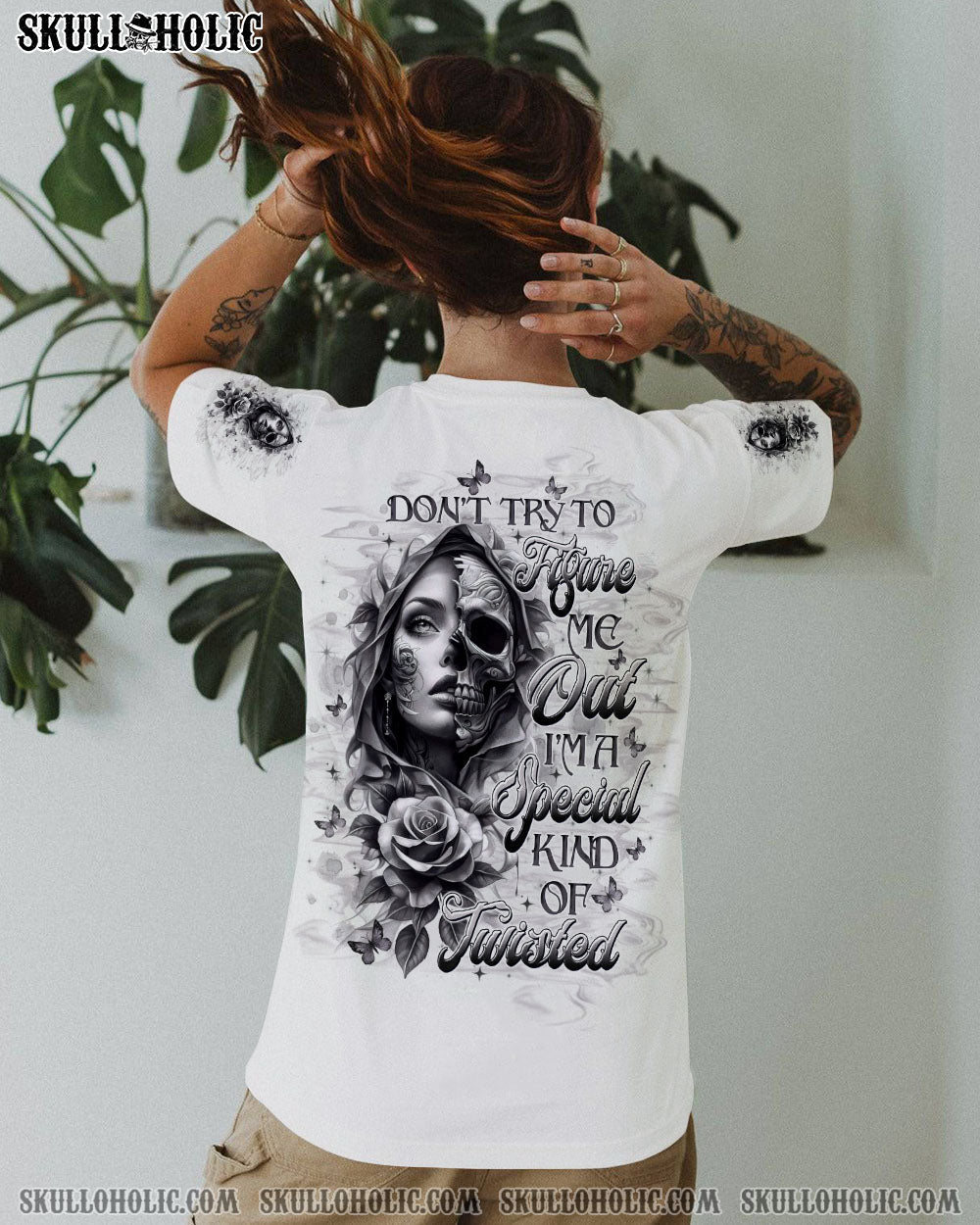 DON'T TRY TO FIGURE ME OUT SKULL LADY ALL OVER PRINT   - TLTW2103254