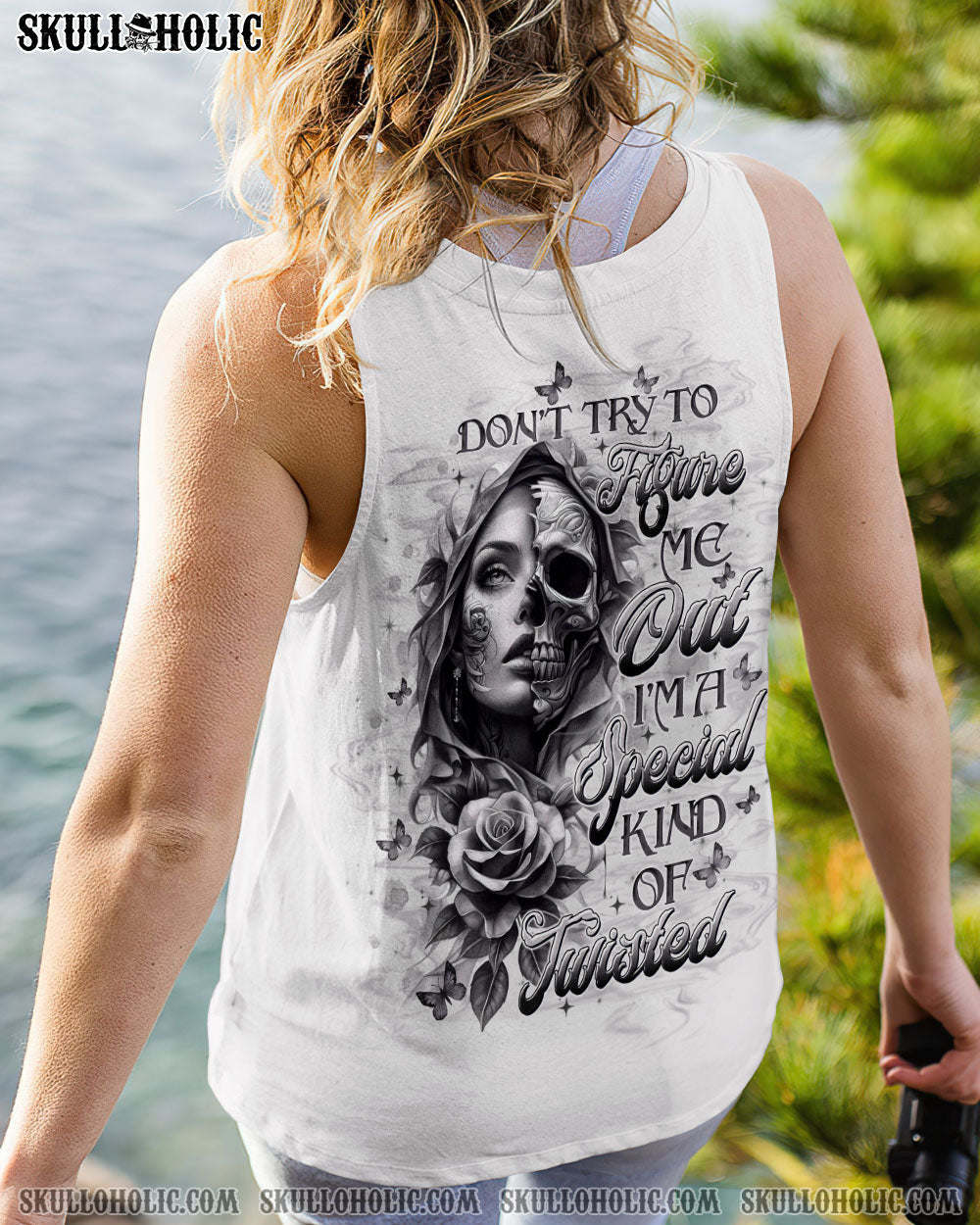 DON'T TRY TO FIGURE ME OUT SKULL LADY ALL OVER PRINT   - TLTW2103254