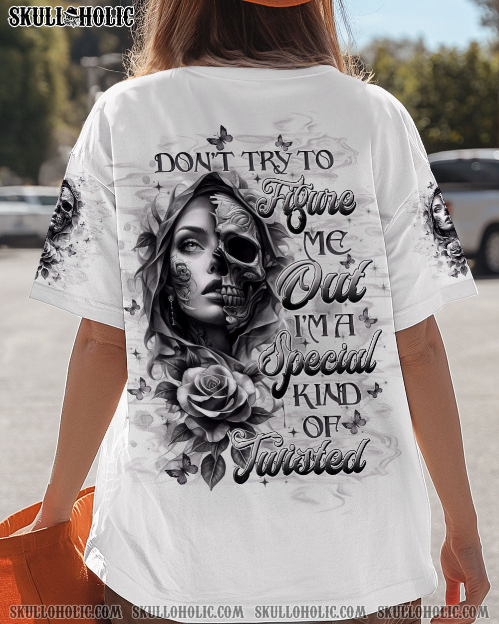 DON'T TRY TO FIGURE ME OUT SKULL LADY ALL OVER PRINT   - TLTW2103254
