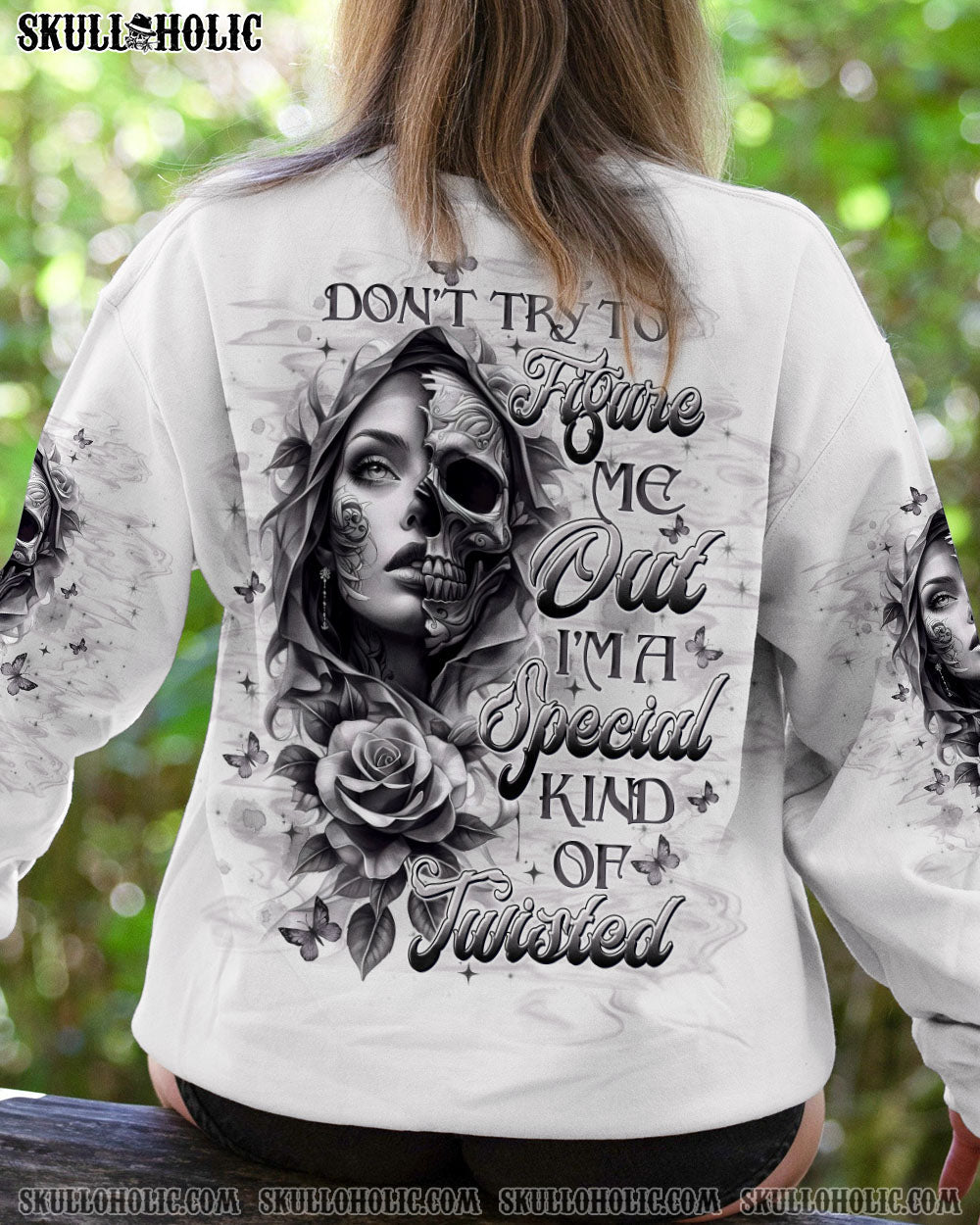 DON'T TRY TO FIGURE ME OUT SKULL LADY ALL OVER PRINT   - TLTW2103254