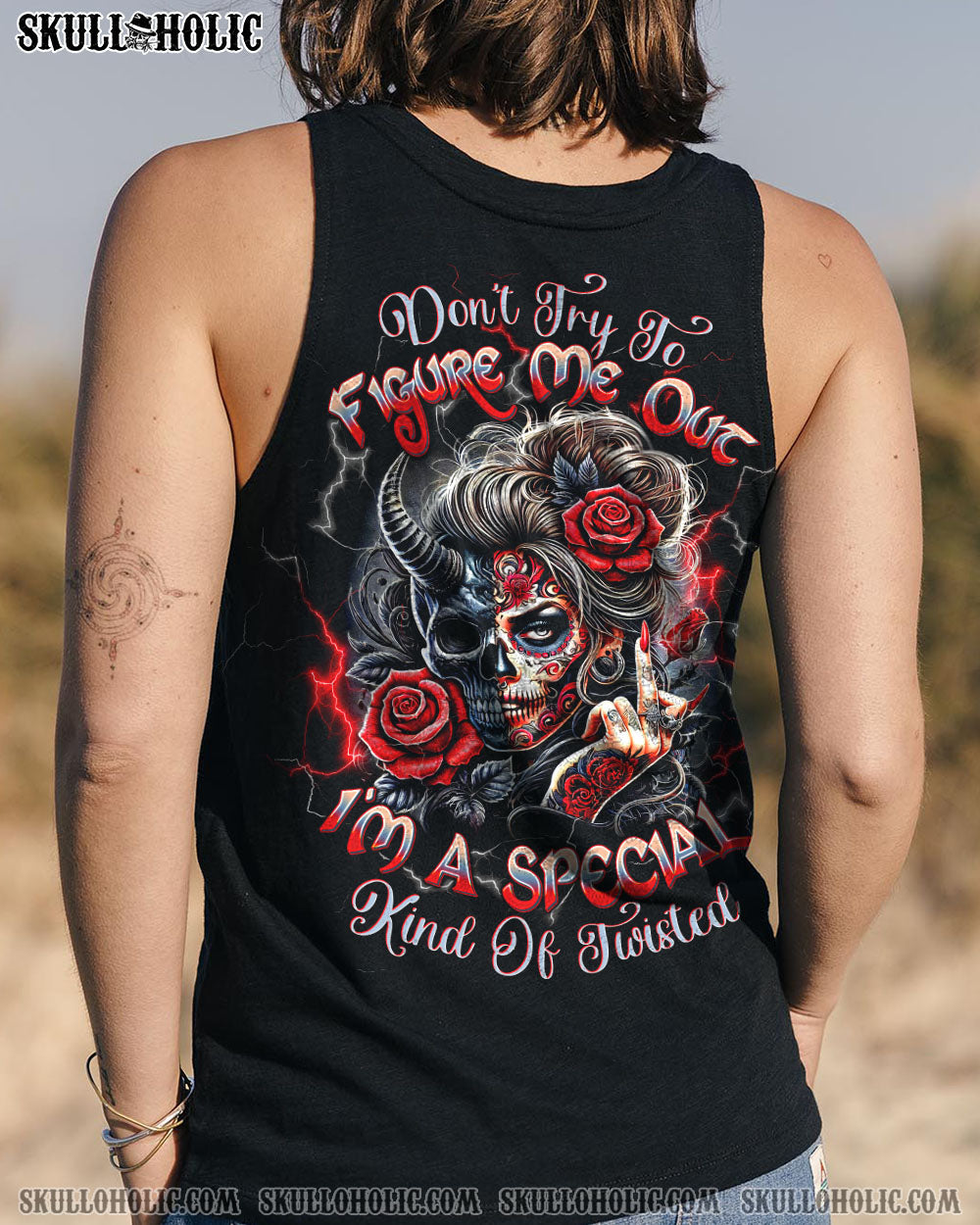 DON'T TRY TO FIGURE ME OUT SKULL ALL OVER PRINT   - TLTW2203251
