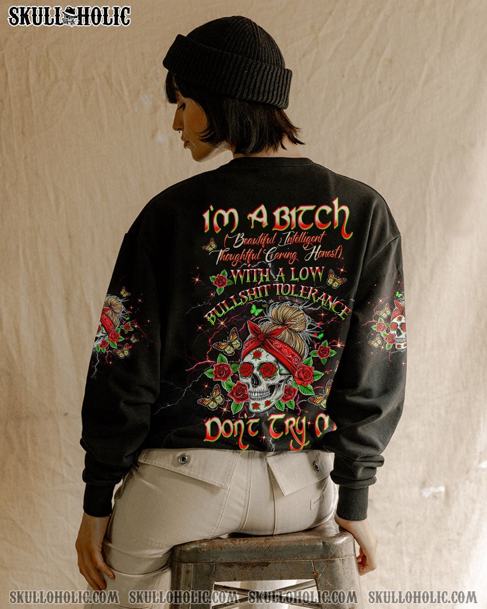 I'M A B DON'T TRY ME MESSY BUN ALL OVER PRINT  - TLTW2503252