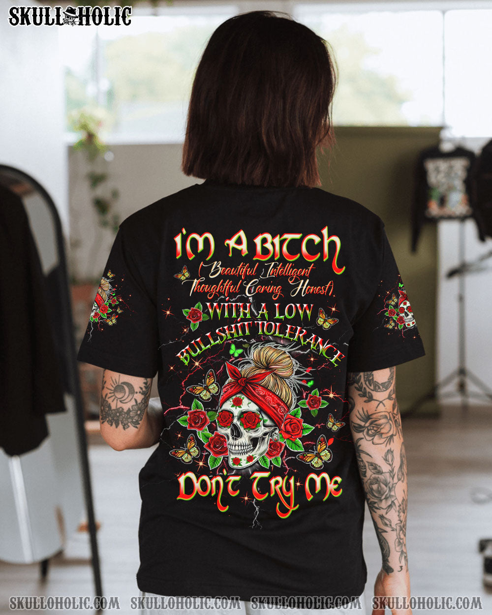 I'M A B DON'T TRY ME MESSY BUN ALL OVER PRINT  - TLTW2503252
