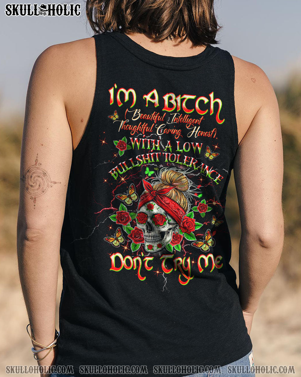 I'M A B DON'T TRY ME MESSY BUN ALL OVER PRINT  - TLTW2503252