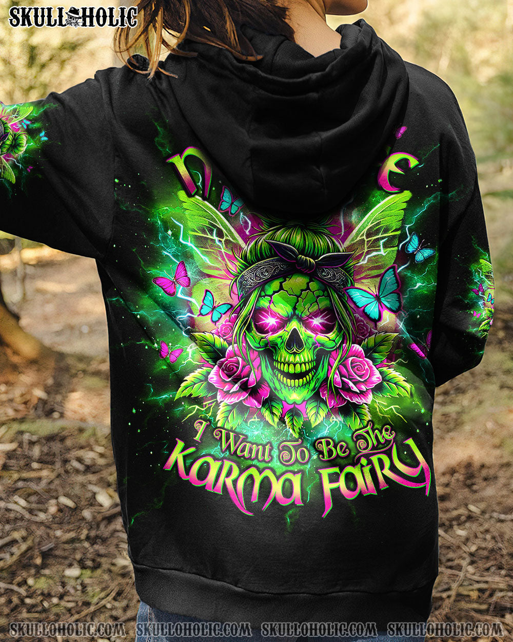 KARMA FAIRY SKULL MESSY BUN ALL OVER PRINT - TLTW2703251
