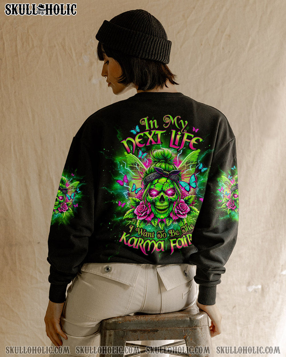 KARMA FAIRY SKULL MESSY BUN ALL OVER PRINT - TLTW2703251