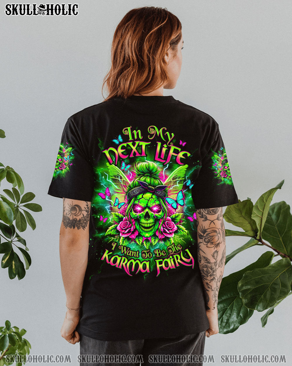 KARMA FAIRY SKULL MESSY BUN ALL OVER PRINT - TLTW2703251