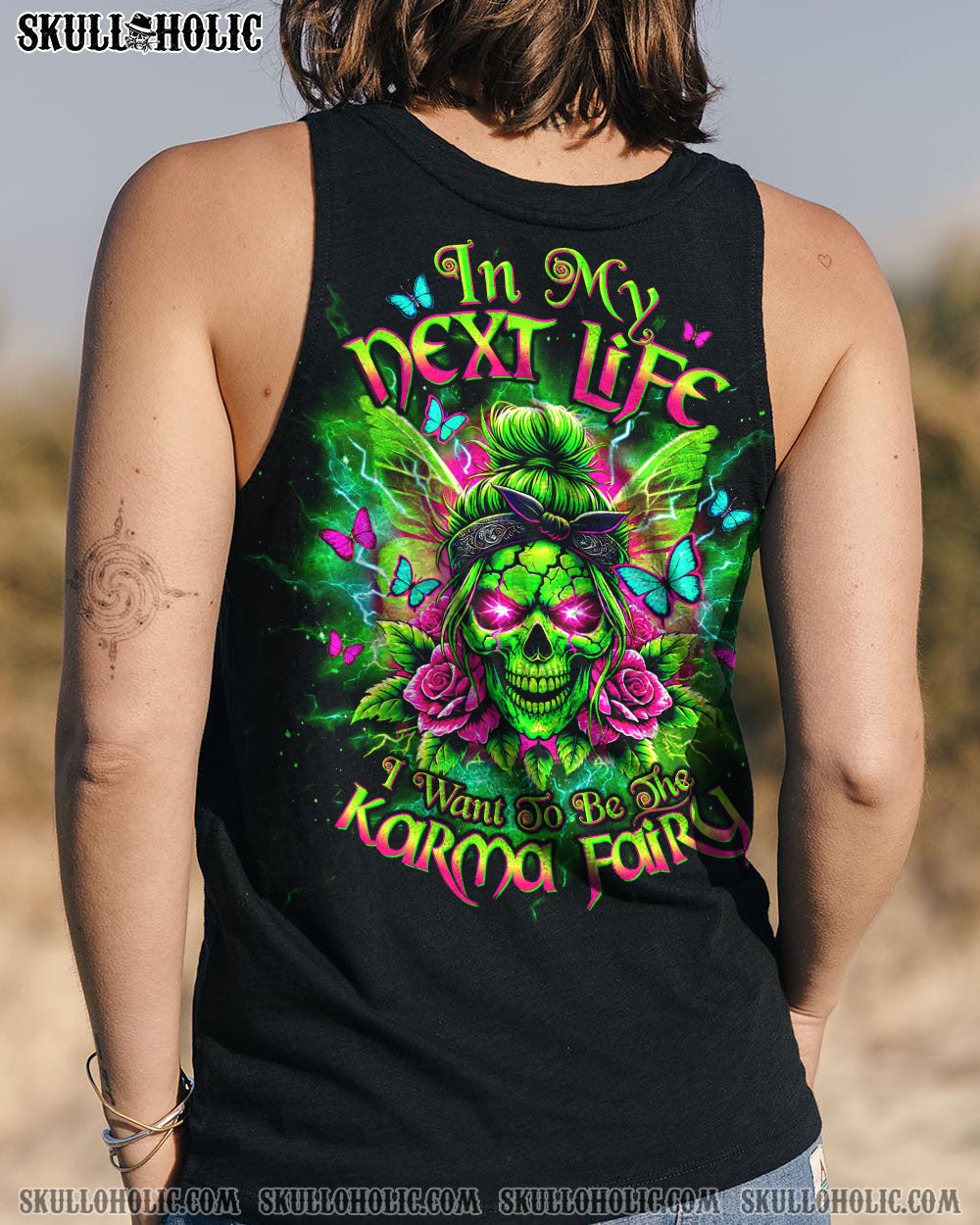 KARMA FAIRY SKULL MESSY BUN ALL OVER PRINT - TLTW2703251